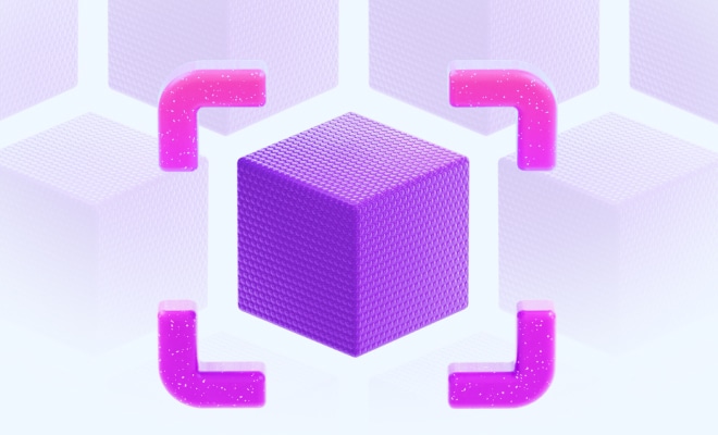 Purple cube between brackets